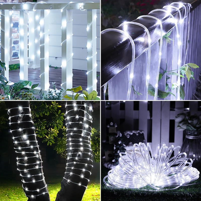 Solar Rope Lights, 66ft 200LED Solar String Lights, 8 Modes