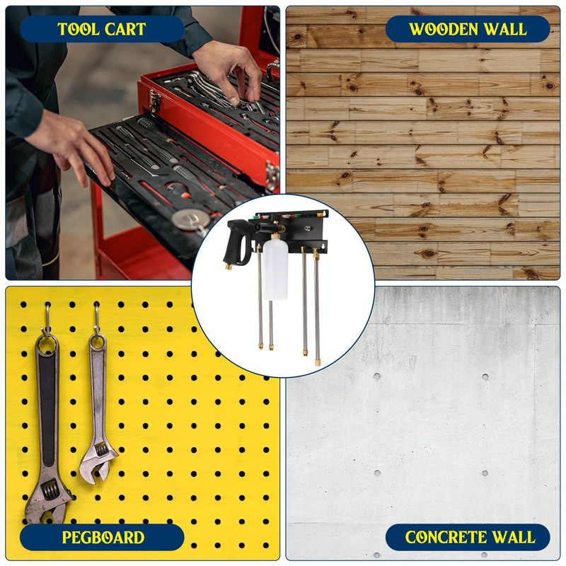 DoubleFill Pressure Washer Gun Holder, Wall Mount Foam Cannon Holder,