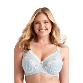 Miss Mary of Sweden Floral Sun Women's Luxury Unpadded Underwired Tulle Bra Dusty Blue