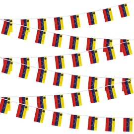 Venezuela Flags Venezuelans Small Mini String Banner Flags Miniature Venezuela Flags Banners For Grand Opening, Olympics Festival,Grand Opening Sports Celebration Decorations (50 Feet 38 Flags)