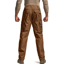 CQR Men's Tactical Pants, Water Resistant Ripstop Cargo Pants, Lightweight EDC Work Hiking Pants, Outdoor Apparel, Raider Copper Brown, 34W x 34L
