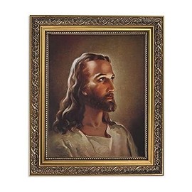 Christian Brand Inspirational Print The Head of Christ-Sallman, 13-Inch, Ornate Gold Frame, 1.50" x 11.00"