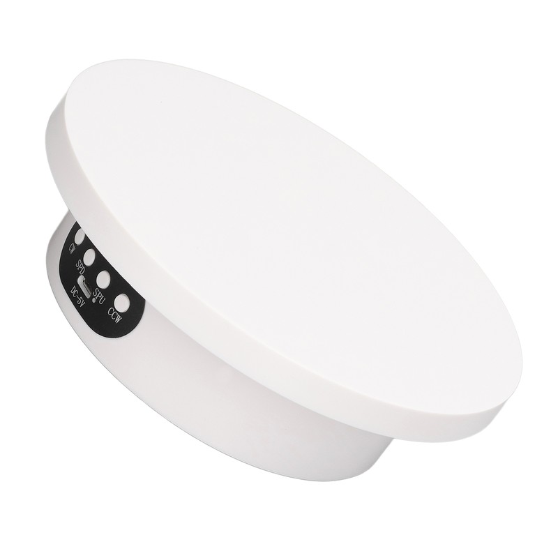 Rotating Display Stand 16cm White Remote Control Low Noise Electric