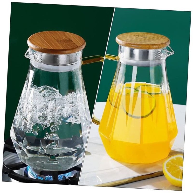 Sosoport 1Pc Capacity Glass Water Pitcher with Lid Practical Cold