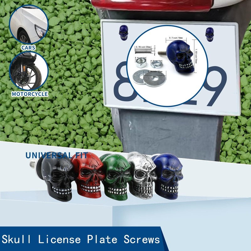 Bashineng Skull License Plate Screw 4 Pack Universal Cars Truck