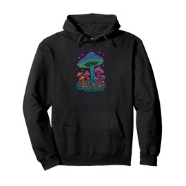 Psychedelic Glowing Mushroom Art | Blacklight Forest Fungi Pullover Hoodie