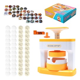 GAESHOW Button Machine, Badge Maker Machine, DIY Press Badge, Circle Cutter Button Making Accessories with 24 Patterns, 24 Hour Badge, 4 Stickers, 1 Cutting Tool