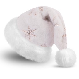 Sequin Santa Hat for Adults - Christmas Party Hat (Gold, White)