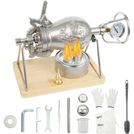 Chinese Popcorn Maker, Chinese Popcorn Cannon Machine, High Pressure Popcorn Popper, Stainless Steel Hand Popcorn Machine for Family Gathering Party Fun (350ML)