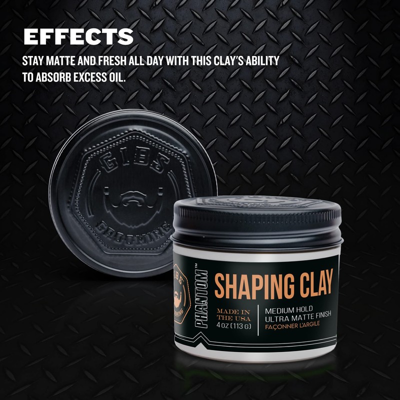 GIBS Shaping Clay, PHANTOM-Medium Hold, Ultra Matte Finish, Water Based,