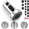 Kitchen Faucet Head Replacement with 15 Adapters, 3 Function Pull