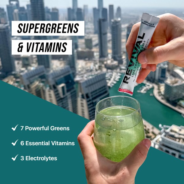 Revival Super Greens Powder with Electrolytes, Vitamins & Minerals -