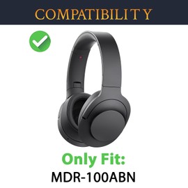 SOULWIT Replacement Headband Pad Kit for Sony MDR 100ABN (h.Ear on Wireless) Headphones, Headset Head Band Top Cushion Cover Repair Part, Easy DIY Installation - Black