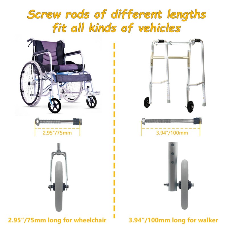 A pair of 8-Inch Solid Replacement Wheels Anti-Slip Front Wheels
