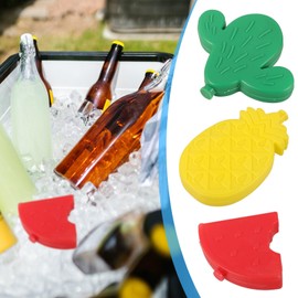 Ciieeo Large Ice Pack for Coolers, 3pcs Tropical Pineapple Watermelon Cactus Shaped Freezer Packs Reusable Dry Ice Cooler Tote Bags for Bento Shipping Car