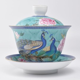 Tenka Tea Ceremony, Gold Painted Enamel Lid Bowl (Tenindai), 5.3 fl oz (160 ml) (Full Water, 7.8 fl oz (220 ml), Chinese Tea Ceramics