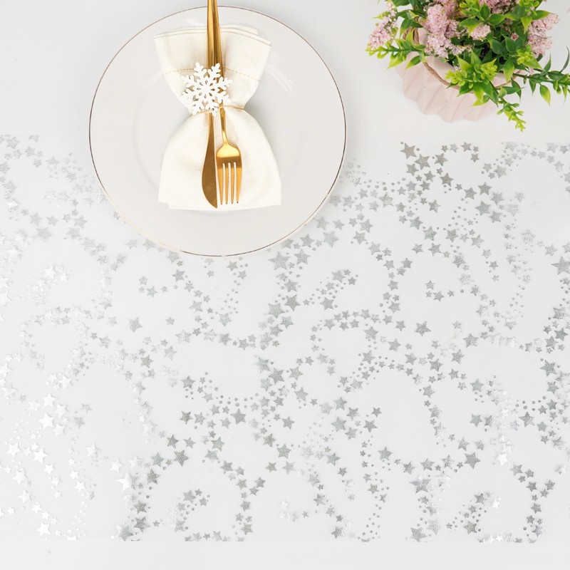 Table Runner Christmas Stars Table Runner Transparent Silver 28 cm