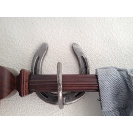 The Heritage Forge Rustic Horseshoe Curtain Rod Holders and Curtain Tie Back - Perfect Curtain Hangers for Windows and Sliding Doors - Natural Metal