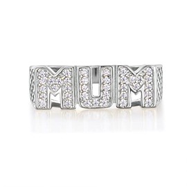 Ladies Solid Sterling 925 Silver and Diamond Set Zircon MUM Ring Sizes K to U (M)