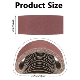 75X457MM Sanding Belt - Sander Belts Set(3 Each of 80/120/150/240/400 Grits) Sanding Belts Assorted Pack for Belt Sander, Sharpening, Grinding, Stripping, Derusting (15 Pack)