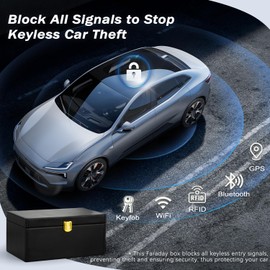 WEKUBA Faraday Box with 3 Pack Faraday Pouches, for Car Keys, Large Faraday Box Key Safe Protector, RFID Signal Blocking Pouch, Anti-Theft Signal Blocking Cages, Remote Entry Keyless