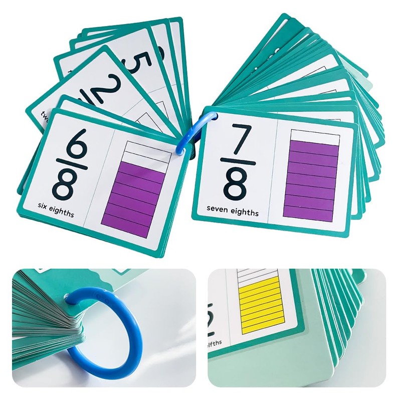 Lachilly Fraction Number Flash Cards - Graphically Illustrated Simplification Math
