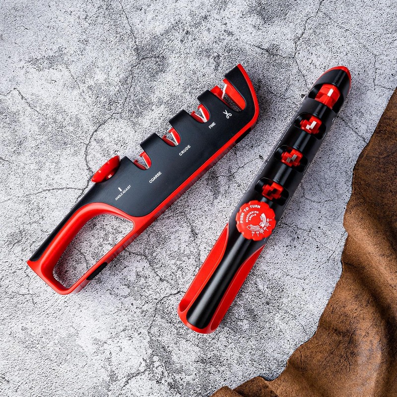 DPEDUAI 4-in-1 Manual Knife Sharpener – Best Kitchen Knife Sharpener