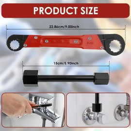 Plumbing Tool Angle Stop Wrench Kit, Carbon Steel Plumber Angle-on Wrench Tool, Adjustable Plumbing Installation and Removal Tool, Portable Pipe and Valve Installation Tool for Plumber in Tight Spaces