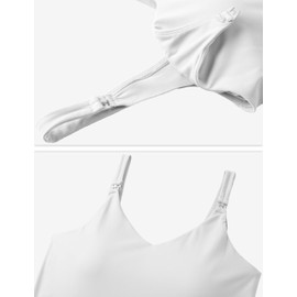 V VOCNI Nursing Tank Tops for Women Breastfeeding Tanks Crop Workout Tops Sport Bra Maternity Bras for Pregnancy White
