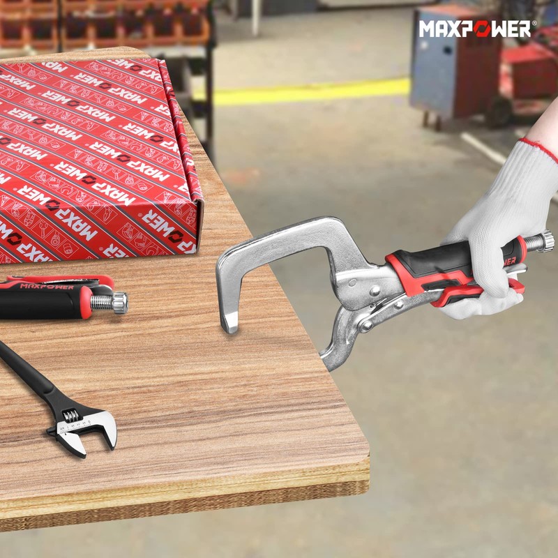MAXPOWER 11-inch Locking C Clamp Set, 2 Pack Heavy Duty