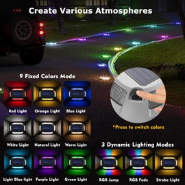 12Pack Aluminum Alloy Solar Driveway Lights, IP68 Solar Deck Light Marine Dock Lights Outdoor Waterproof, Multi-color LED Driveway Markers for Walkway, Path Decor [12Modes - Strobe/RGB/Fix-color]
