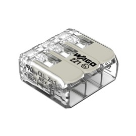 WAGO Compact Splicing Connector, for all conductor types, for Ex e applications, max. 4 mm², 3-conductor, with levers, transparent housing, Operating temperature (max.), 105 °C, 4,00 mm², Pack of 50