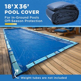 18-Ft x 36-Ft Pool Cover for Inground Pools - Premium Inground Winter Cover, Extra Thick Material and Durable Design, Cold and UV-Resistance, Easy Installation, Royal Blue