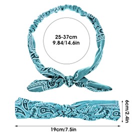 Pack of 2 Stretchy Women's Headband Headbands Hair Bow Hair Bands Headscarf Women's Headscarf Boho Headband Print Hair Accessories 90s Outfit Women's Accessories (Black + Sky Blue)