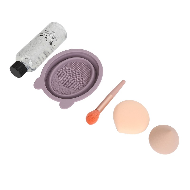 5pcs Makeup Brush Cleaning Solution Bowl Kit Residue Removal Powder