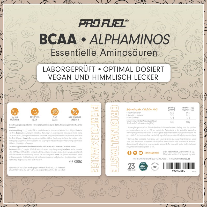 BCAA Powder 3 x 300 g Mandarin - Test Winner