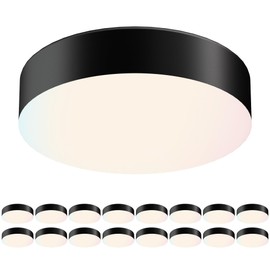 ZAGO 5 Inch LED Frameless Surface Mount Ceiling Light, 5CCT Switchable, Shower Rated Twist in Contemporary Mini Flush Mount Light, Dimmable, 120V, 60W Equivalent, ETL Certified, Black, 16 Packs