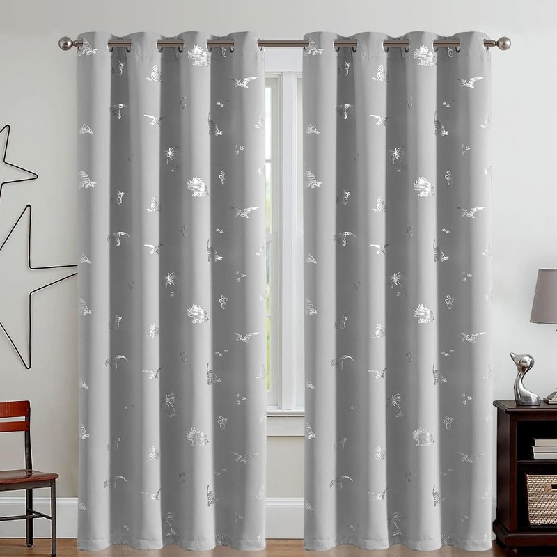 Vangao Kids Blackout Curtains for Bedroom Dinosaur 52W x 84L