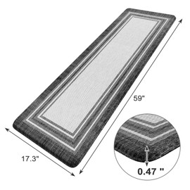 KIMODE Anti Fatigue Kitchen Mat, Cushioned Farmhouse Kitchen Runner, Non Slip Waterproof Kitchen Mat for Floor, Comfort Foam Standing Desk Mat for Laundry, Office, Sink Black 17.3"x59"