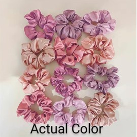 12Pack Satin Hair Scrunchies for Women, Elastic Hair Ties Soft Scrunchy Hair Accessories for Girls and Ladies pinks colors