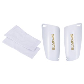PATIKIL Size L Soccer Shin Guards Set, PVC Portable Shin Pad with Cotton Football Breathable Calf Leg Sleeve for Soccer Training Protection, White