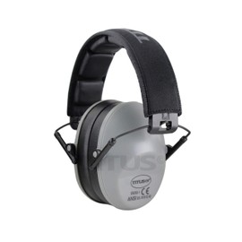 TITUS Slim-line Earmuffs and Safety Glasses Combo Pack (Grey, Grey Frame w/Clear Lens)
