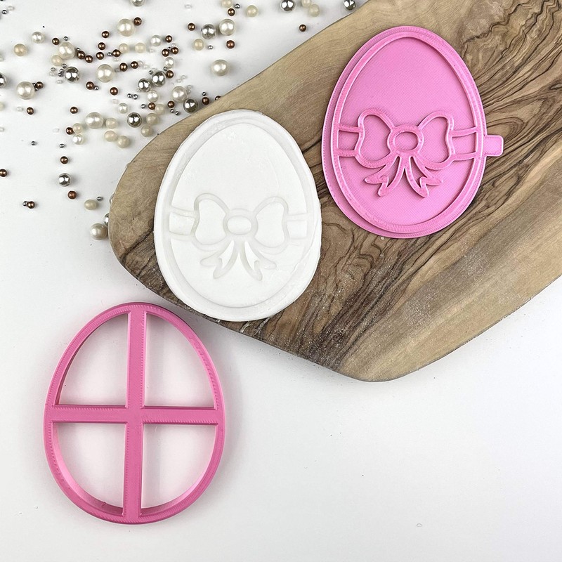 LissieLou Easter Egg with Bow Cookie Cutter and Stamp Easter