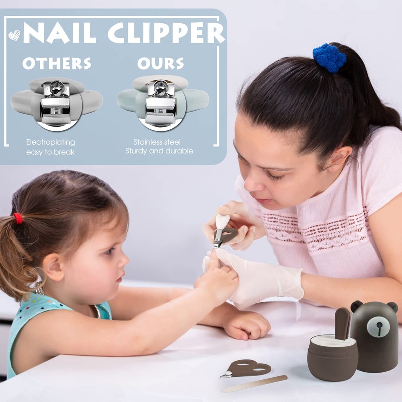 PAPABEAR Baby Nail Clippers Set with Cute Case, Infant Fingernail