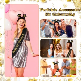 TUZELIYA 50th Birthday Women Men - 50th Birthday Headpiece with Birthday Belt, Pin - Hair Accessories Glitter Sash for Birthday Party Decorations