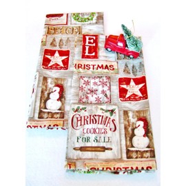 Farmhouse Christmas Cloth Napkins (Set of 2) Custom Made in USA Country Rustic Holiday Print Lightweight Cotton Fabric