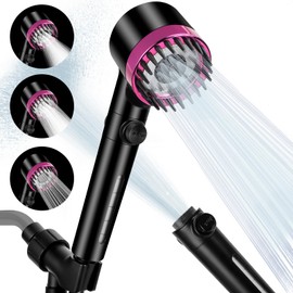 Luxsego High Pressure Shower Heads with Handheld Sprayer, Filtered Shower Head Soften Hard Water with Scalp Massager for Skin & Hair Care, 3 Settings Multi Functional Detachable Shower Head (Black)