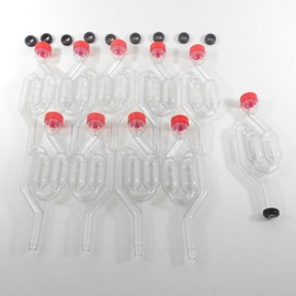 Pack of 10 Plastic Bubbler Airlock With 2 Air Chambers and a Matching Rubber Boot For Water Shut Tight A Fermentation
