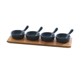 Typhoon Bamboo and Stoneware 5 Piece Mini Pans Serving Set