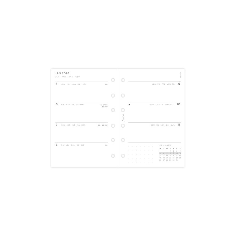 Filofax Pocket Minimal week on two pages 2026 diary 26-68290